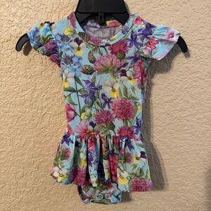 Posh Peanut Floral Bodysuit - Blue and Pink